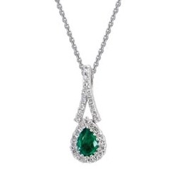 emerald jewelry - diamond emerald necklace by schwanke-kasten jewelers in 14k white gold