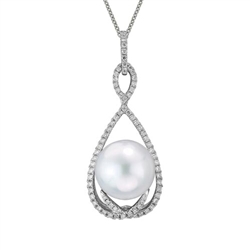 Pearl Jewelry - Pearl & Diamond Necklace by Schwanke-Kasten Jewelers