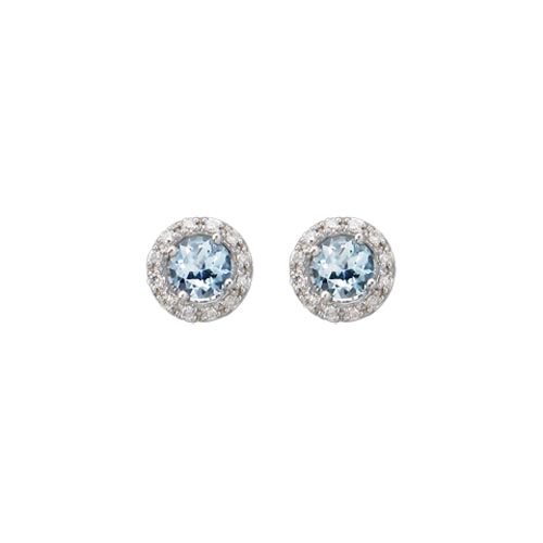 Aquamarine & Diamond Stud Earrings in 14k White Gold by Schwanke-Kasten Jewelers