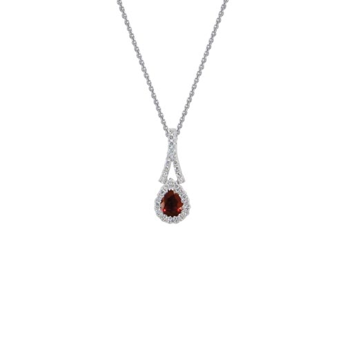 july's birthstone - Diamond Ruby Necklace in 14k White Gold