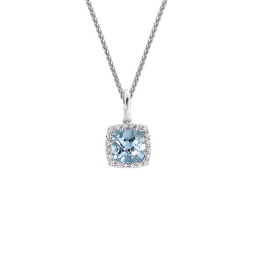 March Birthstone - Aquamarine Diamond Pendant Necklace from Schwanke-Kasten Jewelers in 14k White Gold