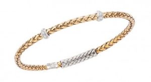 Alisa Bracelet - 18k gold weave with diamond stations