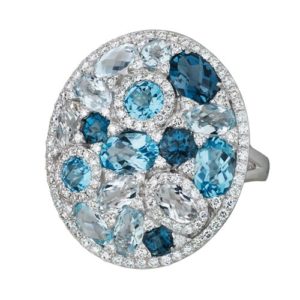 blue topaz and diamond ring by Schwanke-Kasten Jewelers