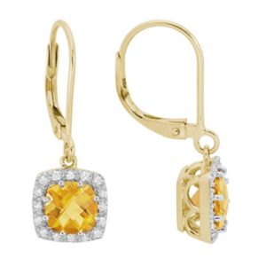 Citrine Shopping Guide - Citrine and diamond gold drop earrings from Schwanke-Kasten Jewelers in Milwaukee